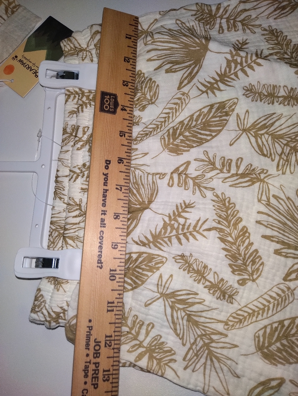 BearPaw Kids Leaf-Print  Shirt Short Set W/ Bucket Hat Beige Cream Size 5/6 New - Picture 8 of 8